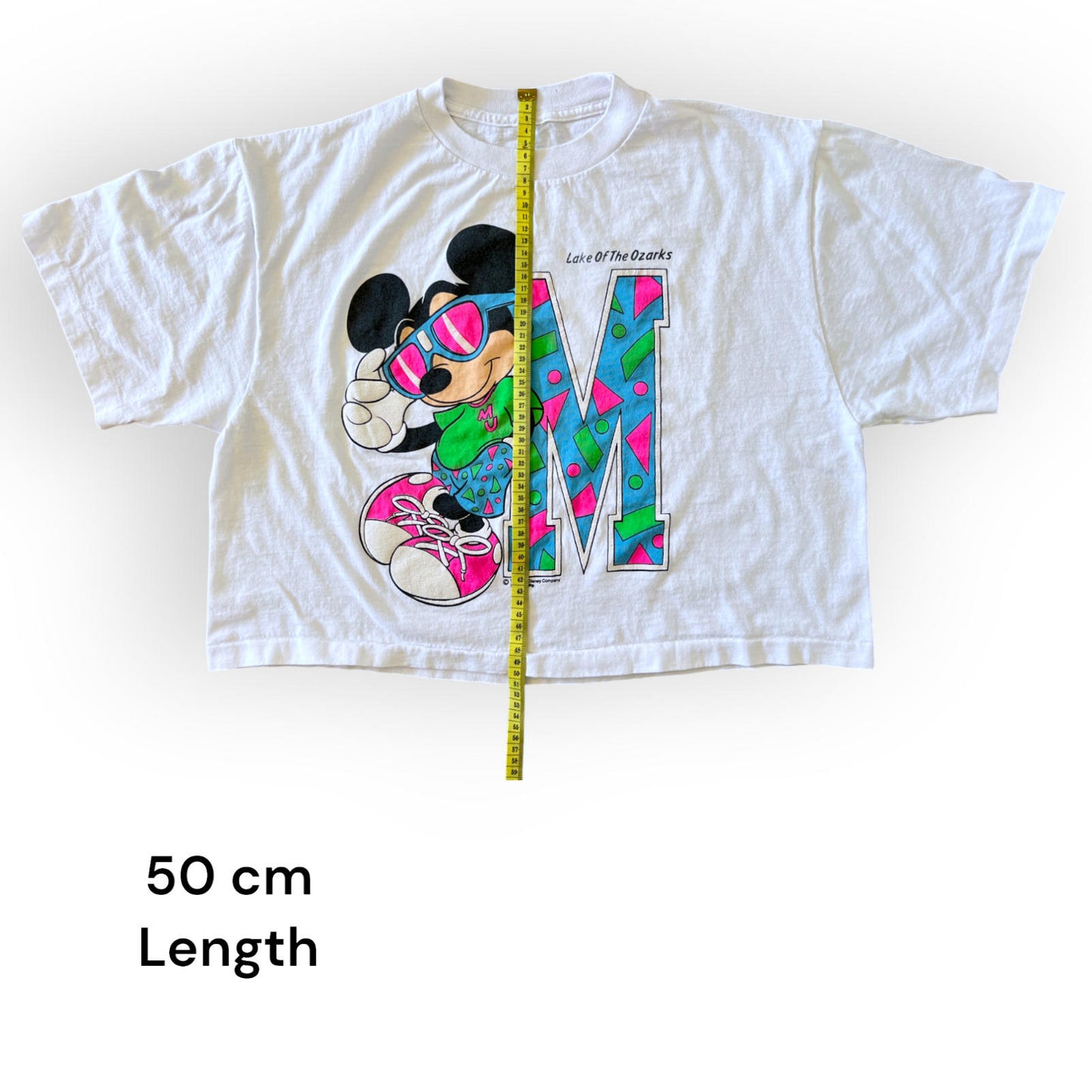 VINTAGE 80'S MICKEY MOUSE DISNEY CROP TOP – WHITE TEE UNISEX LARGE