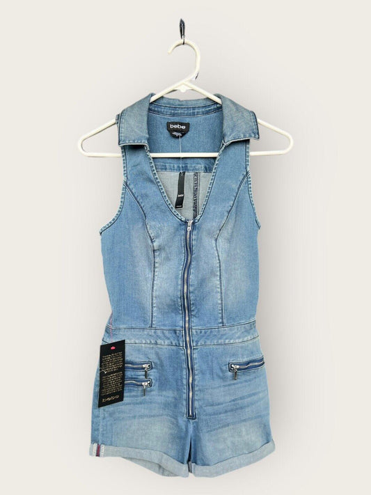 Bebe Denim Jumpsuit Romper Playsuit - Size S