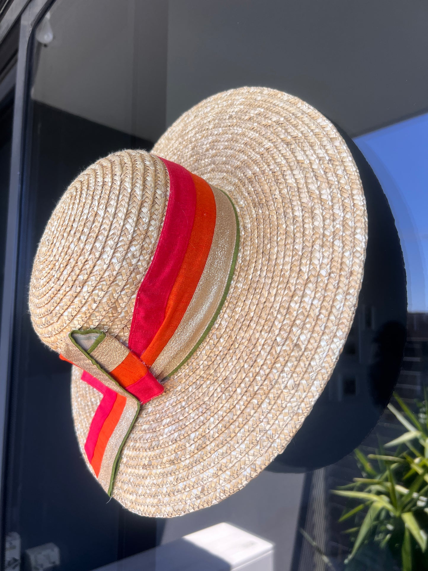 pink & orange sunhat (up-cycled) one size