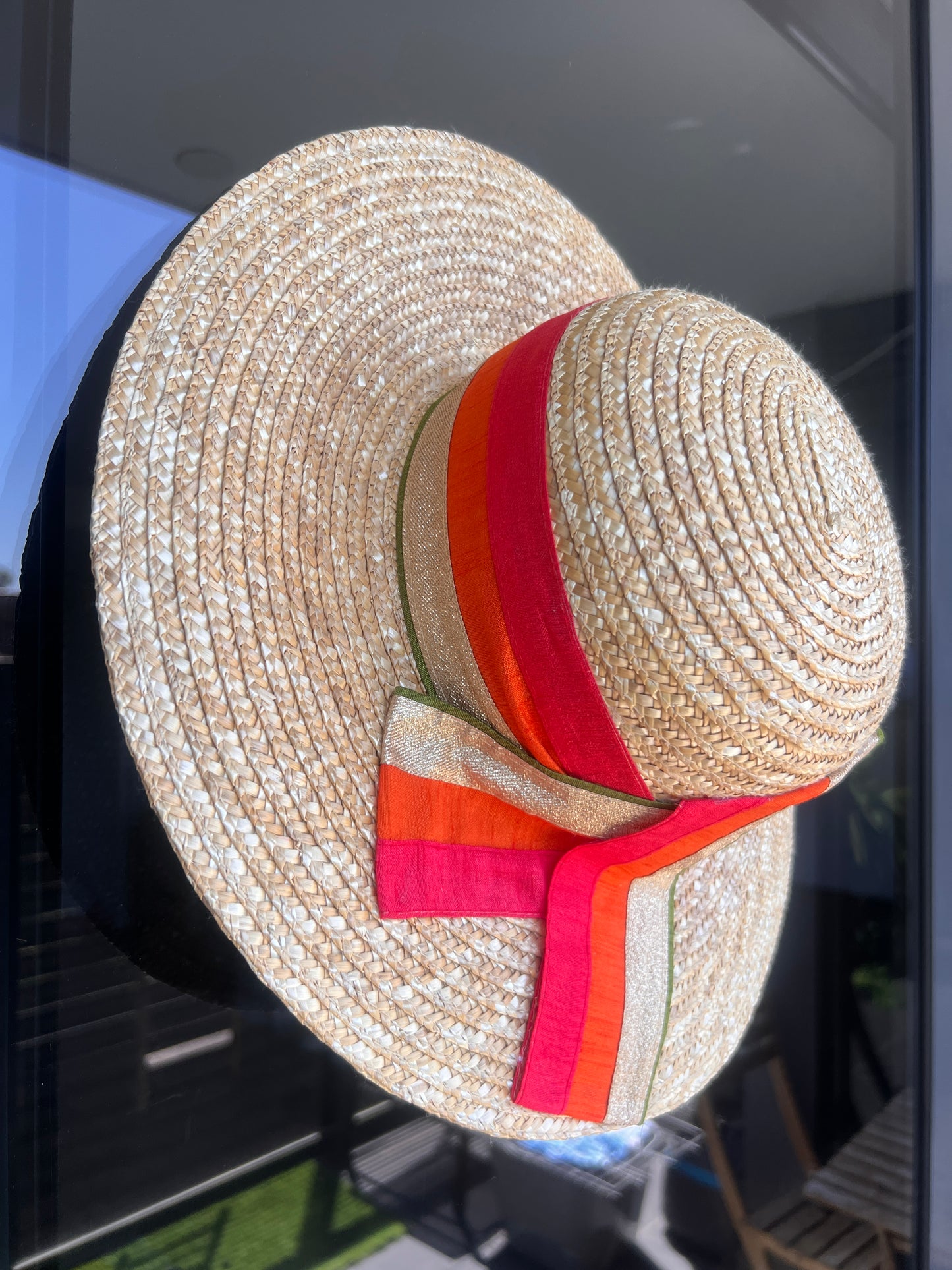 pink & orange sunhat (up-cycled) one size