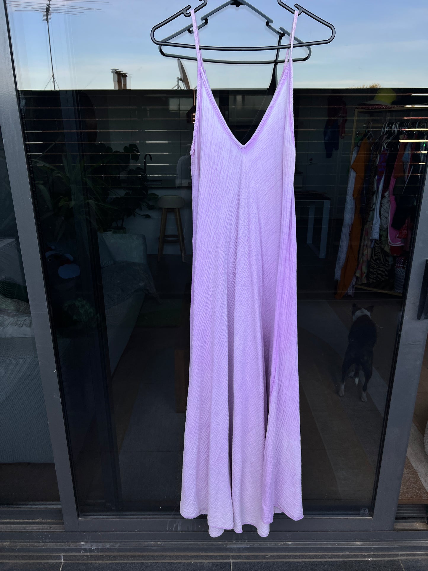 lavender cotton maxi dress- one size