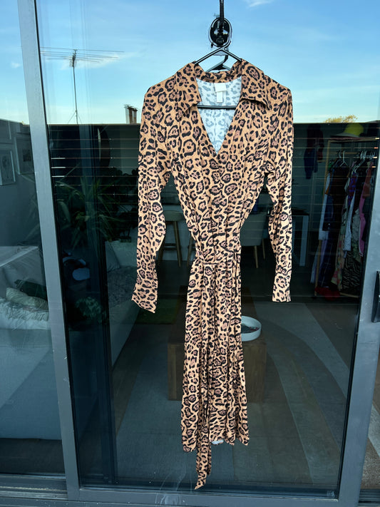 Zara animal print V neck dress- XS