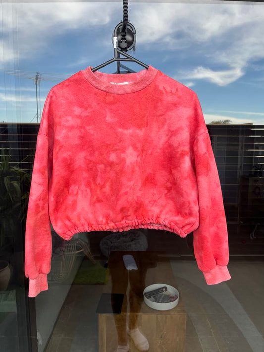 Ice-dye ruby rose cropped sweater - XS/S