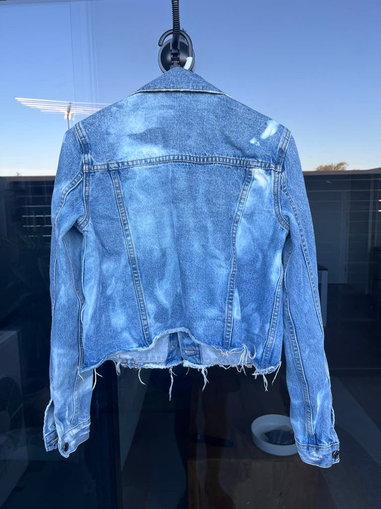 Ice-dye cropped jean jacket-XS/S