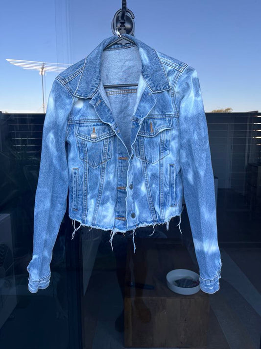 Ice-dye cropped jean jacket-XS/S