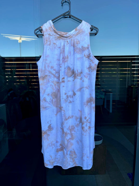 Ice-dye coca & cream dress- S