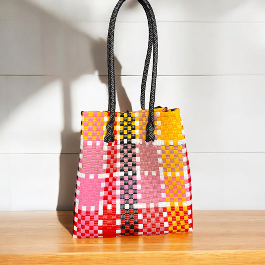 colour pop woven tote bag