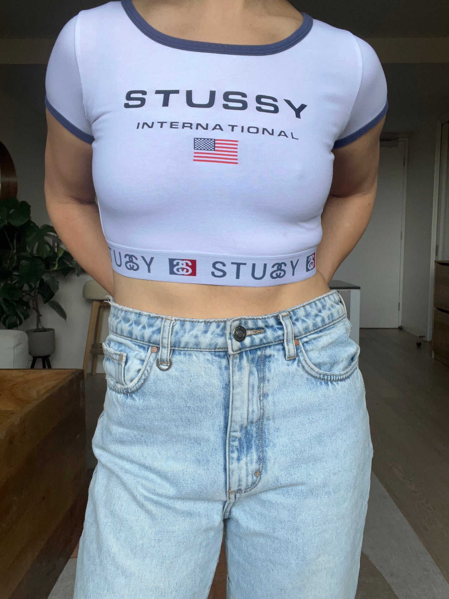 hey stussy cropped tee- XS