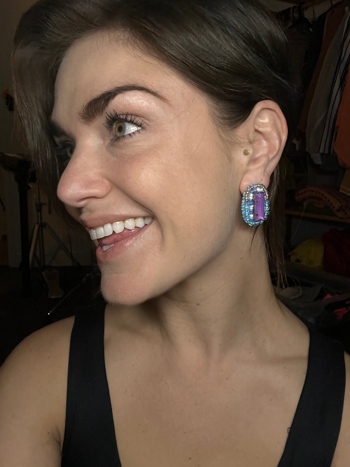 purple beatle earrings