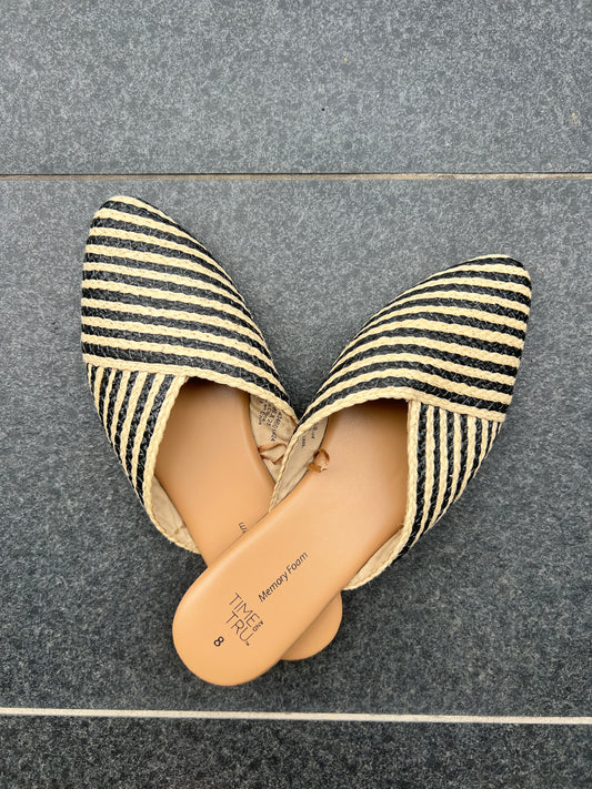 time and true wicker striped slides- 8