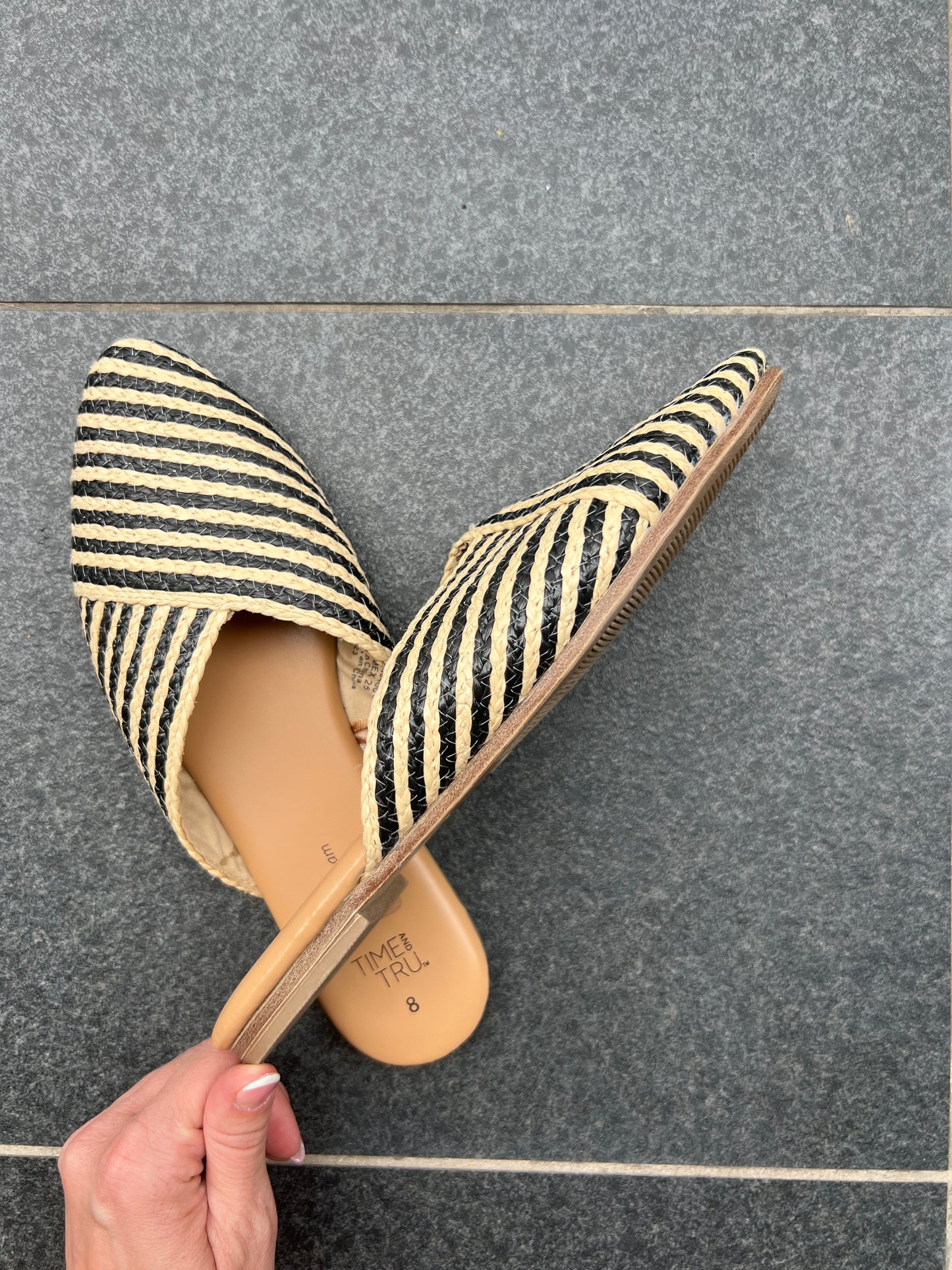 time and true wicker striped slides- 8