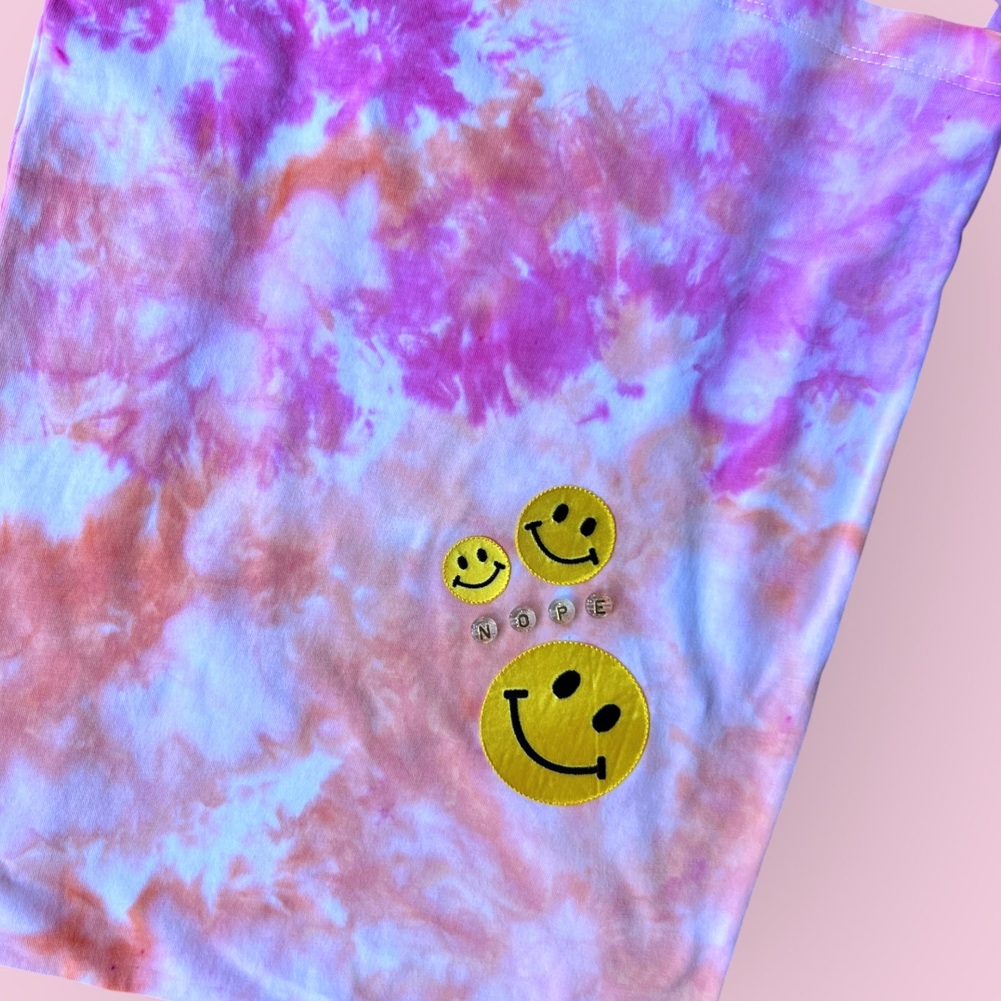 Up-cycled "Nope" Tote- Triple Smile Sorbet