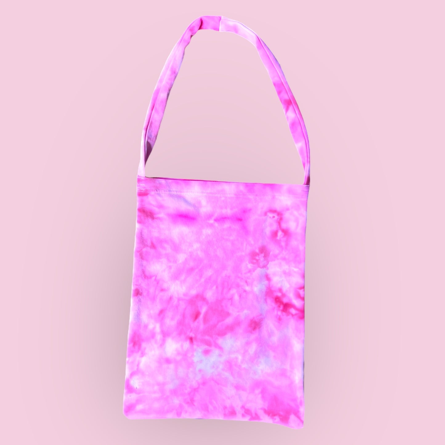 Up-cycled "Nope" Tote- Smiley Corner Neon Pink