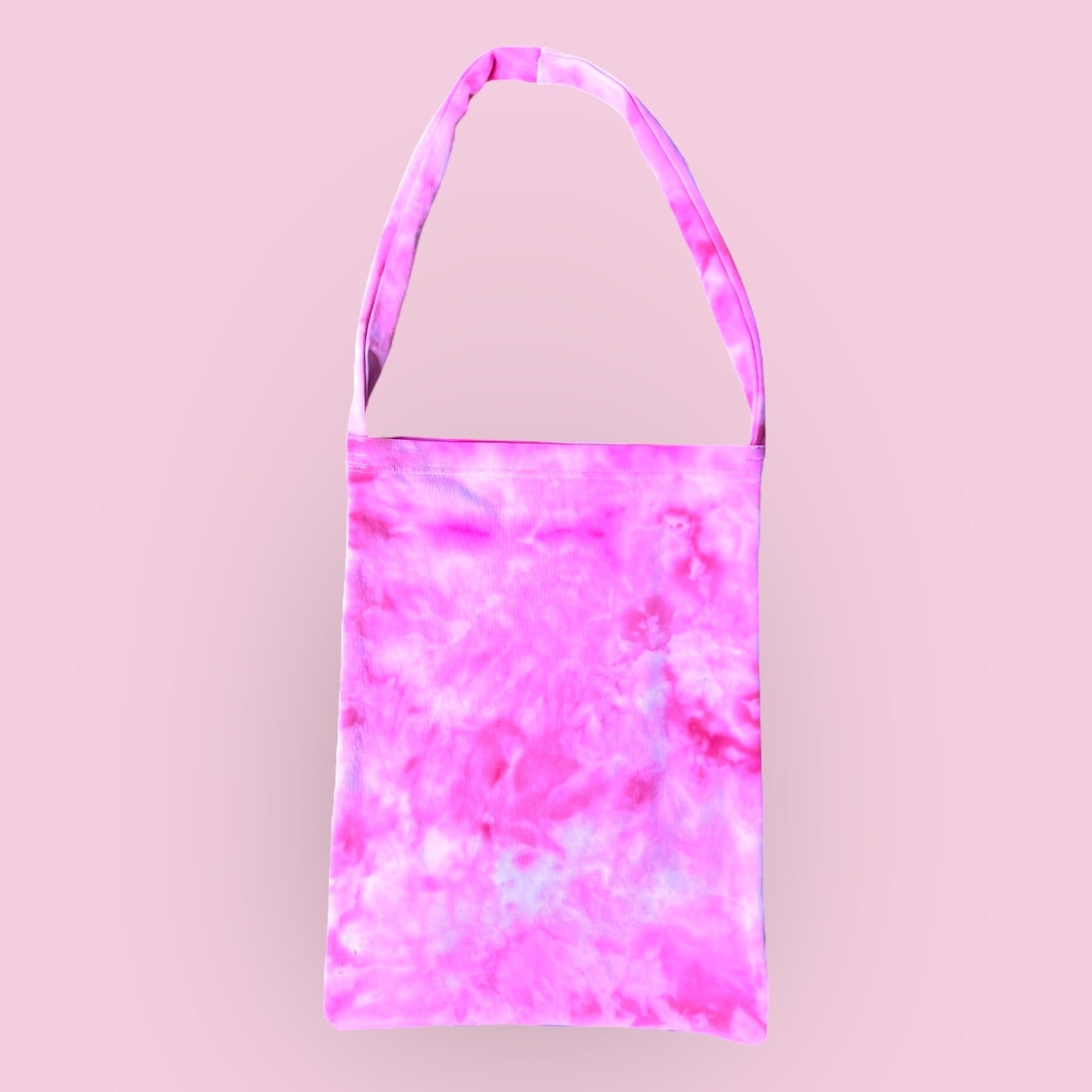 Up-cycled "Nope" Tote- Smiley Corner Neon Pink
