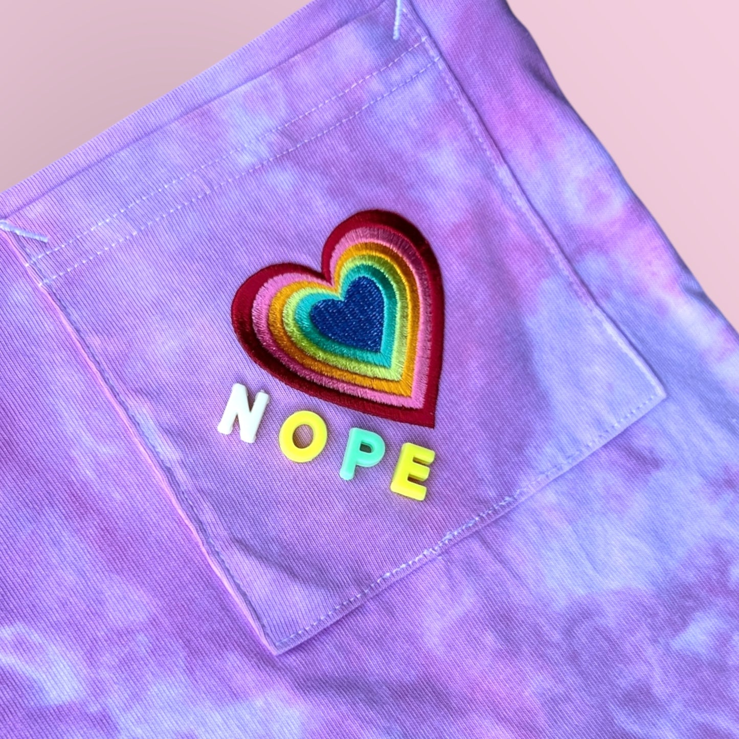 Up-cycled "Nope" Tote- Rainbow Heart