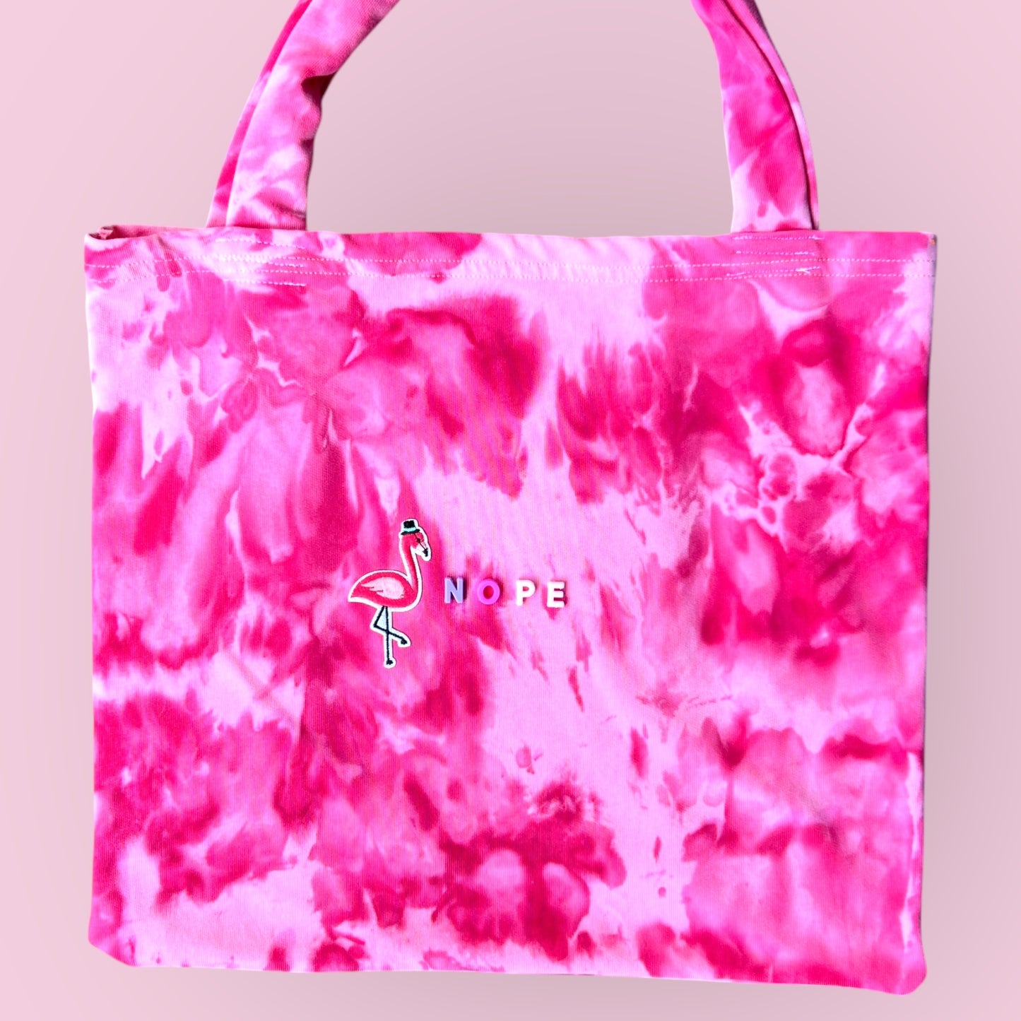 Up-cycled "Nope" Tote-  Flamingo Pink