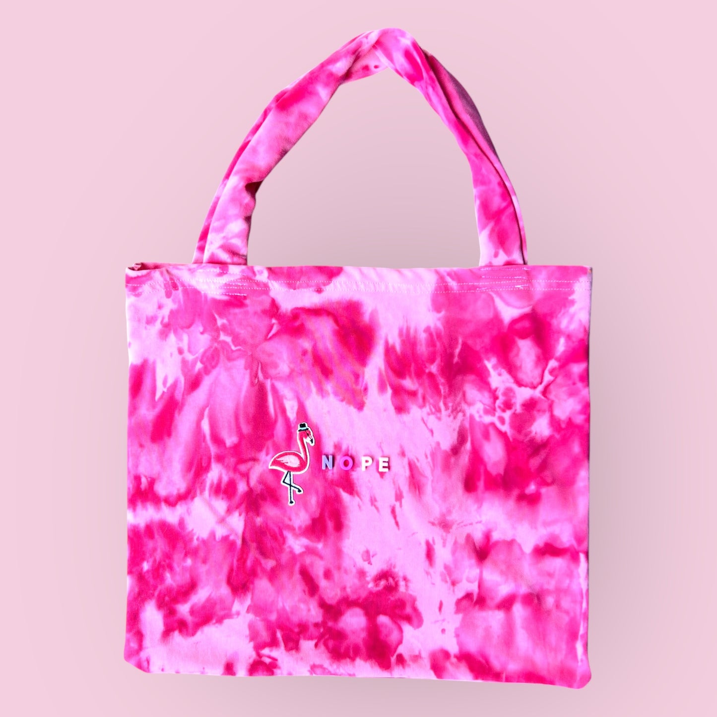 Up-cycled "Nope" Tote-  Flamingo Pink