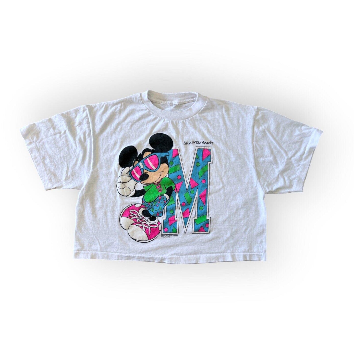 VINTAGE 80'S MICKEY MOUSE DISNEY CROP TOP – WHITE TEE UNISEX LARGE